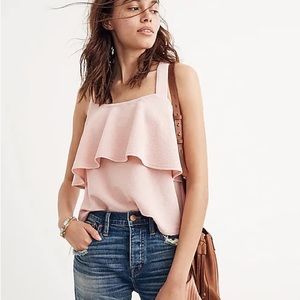Madewell Texture & Thread Tiered Pink Tank Top